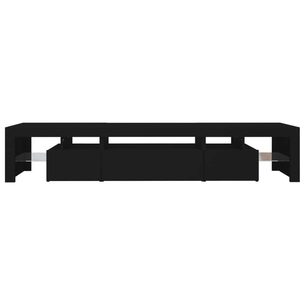 Tv-Benk Med Led-Lys Svart 215X36,5X40 Cm