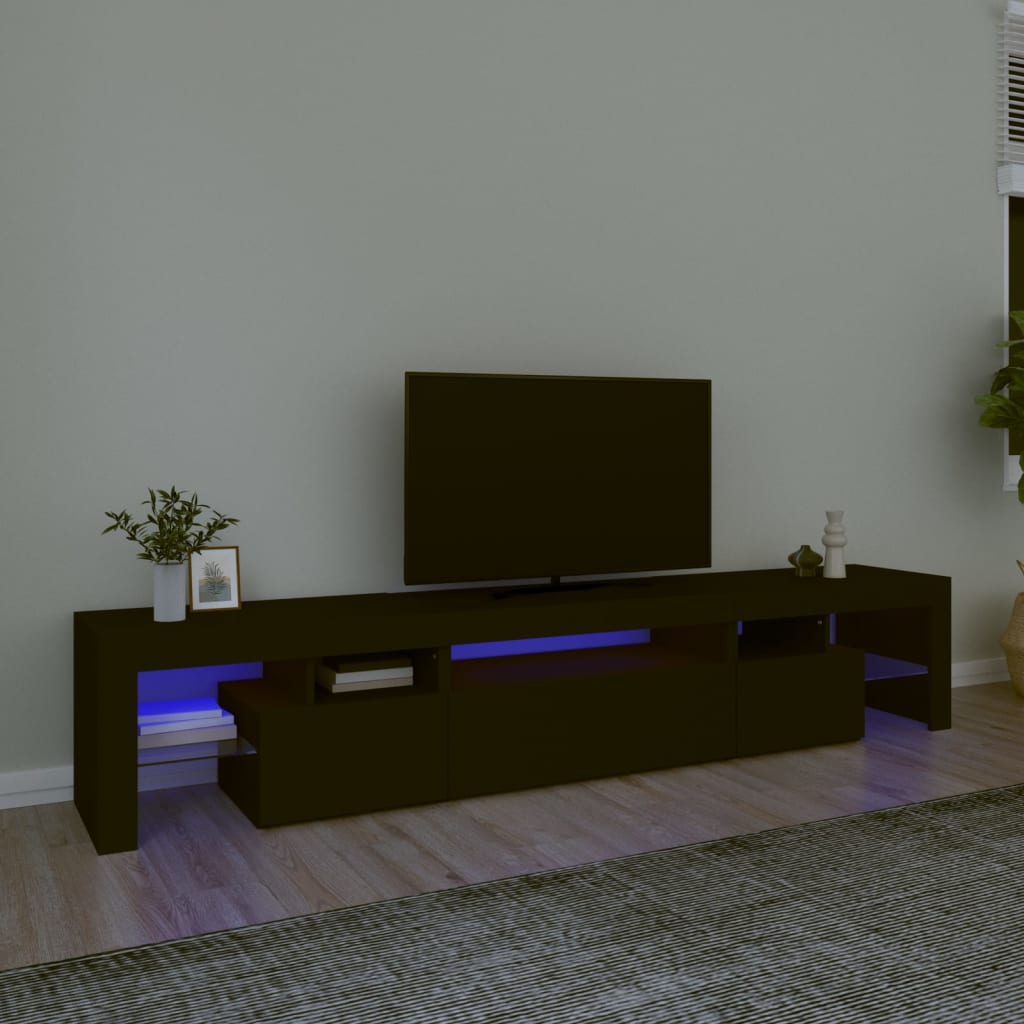 Tv-Benk Med Led-Lys Svart 215X36,5X40 Cm