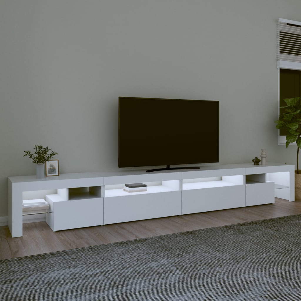 Tv-Benk Med Led-Lys Hvit 290X36,5X40 Cm