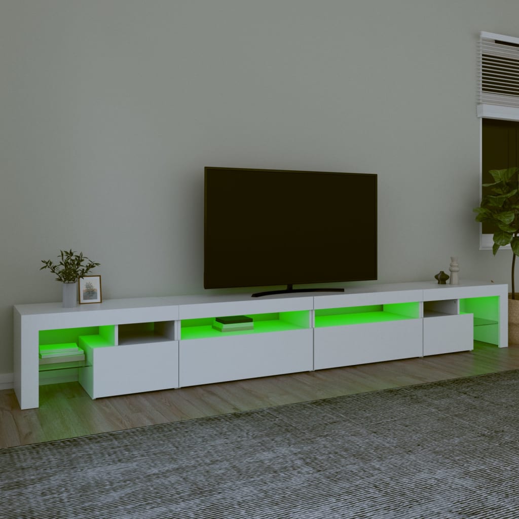 Tv-Benk Med Led-Lys Hvit 290X36,5X40 Cm