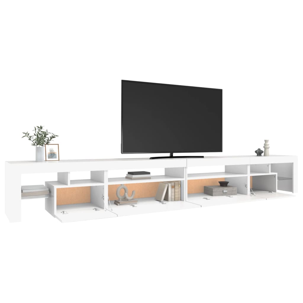 Tv-Benk Med Led-Lys Hvit 290X36,5X40 Cm