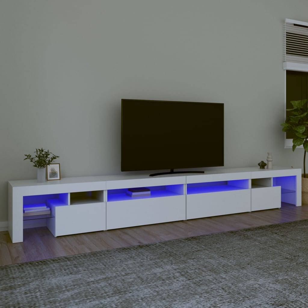 Tv-Benk Med Led-Lys Hvit 290X36,5X40 Cm