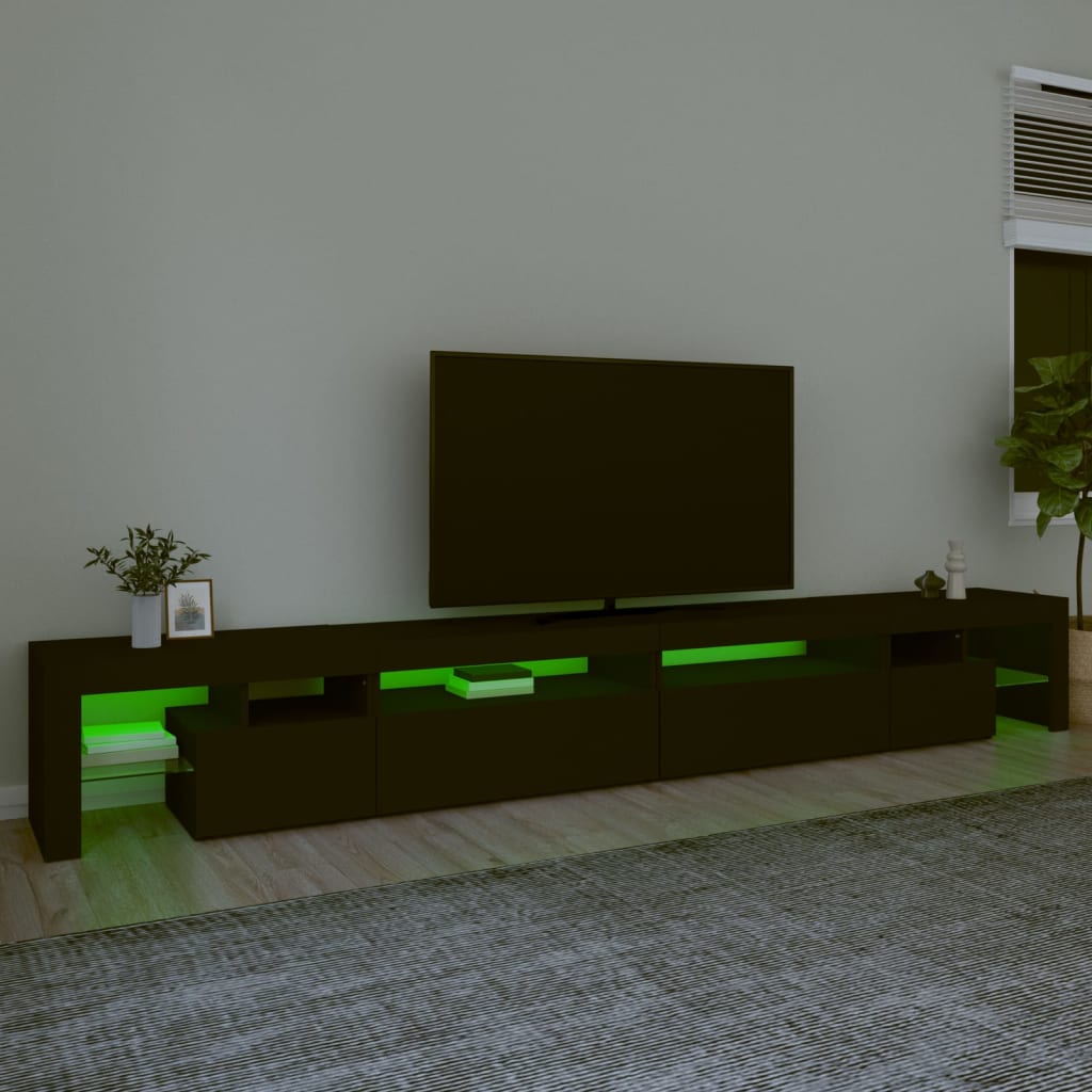 Tv-Benk Med Led-Lys Svart 290X36,5X40 Cm