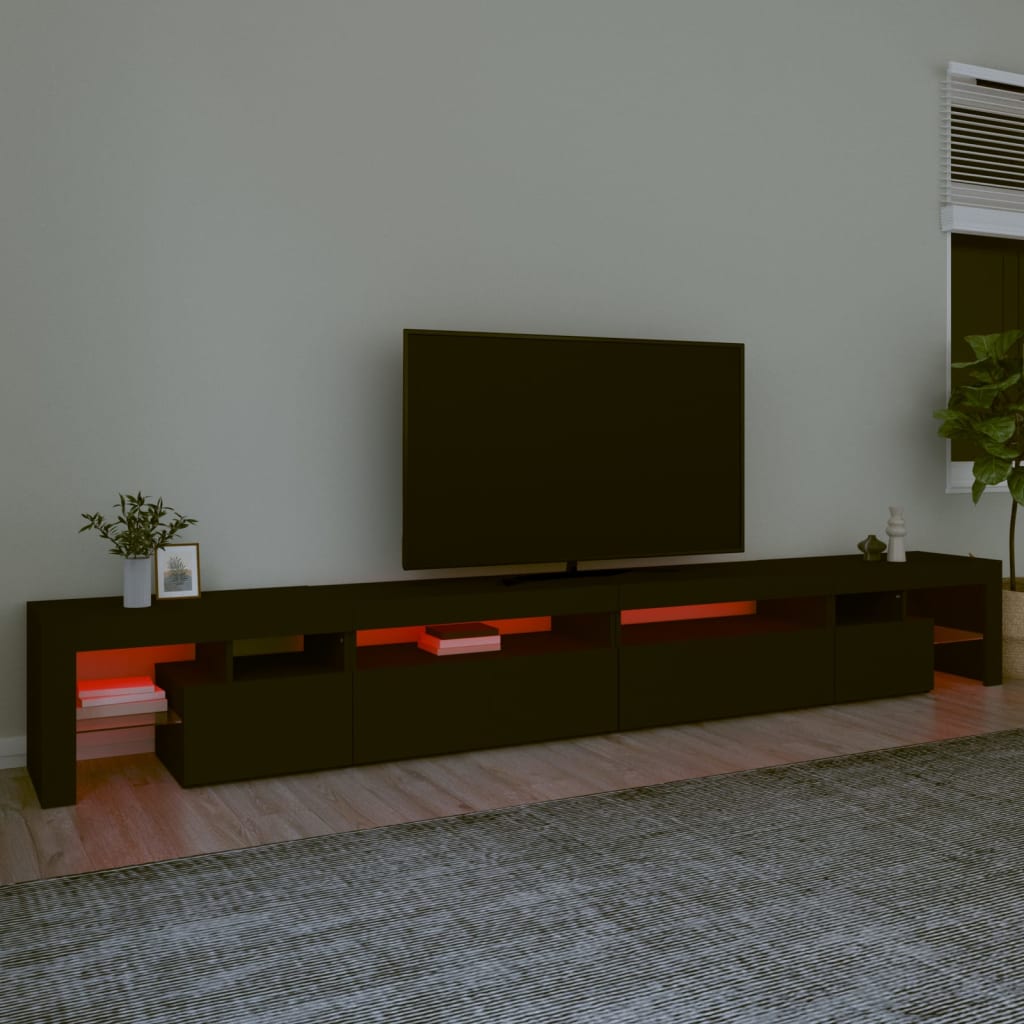 Tv-Benk Med Led-Lys Svart 290X36,5X40 Cm
