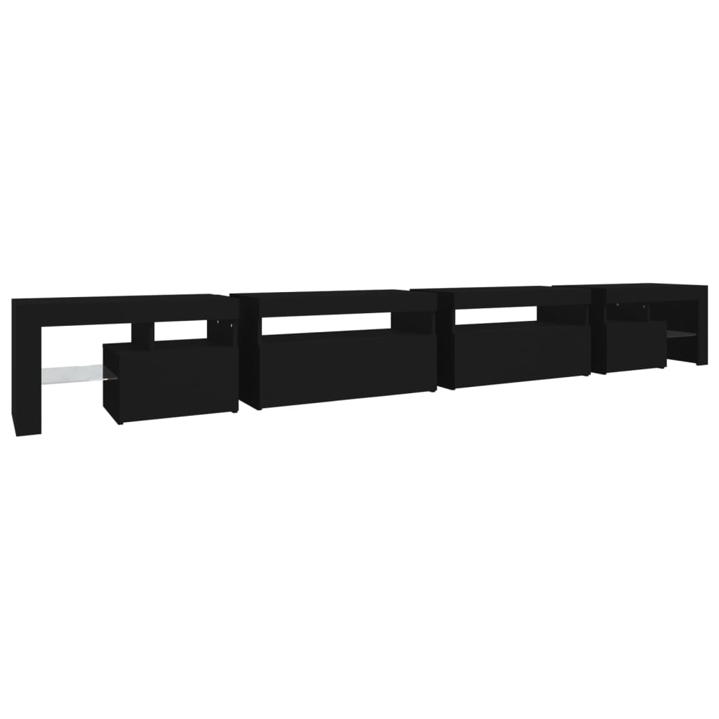 Tv-Benk Med Led-Lys Svart 290X36,5X40 Cm