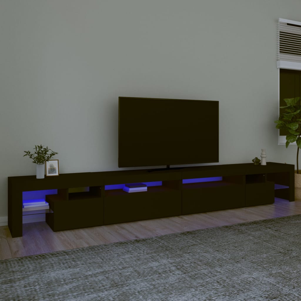 Tv-Benk Med Led-Lys Svart 290X36,5X40 Cm