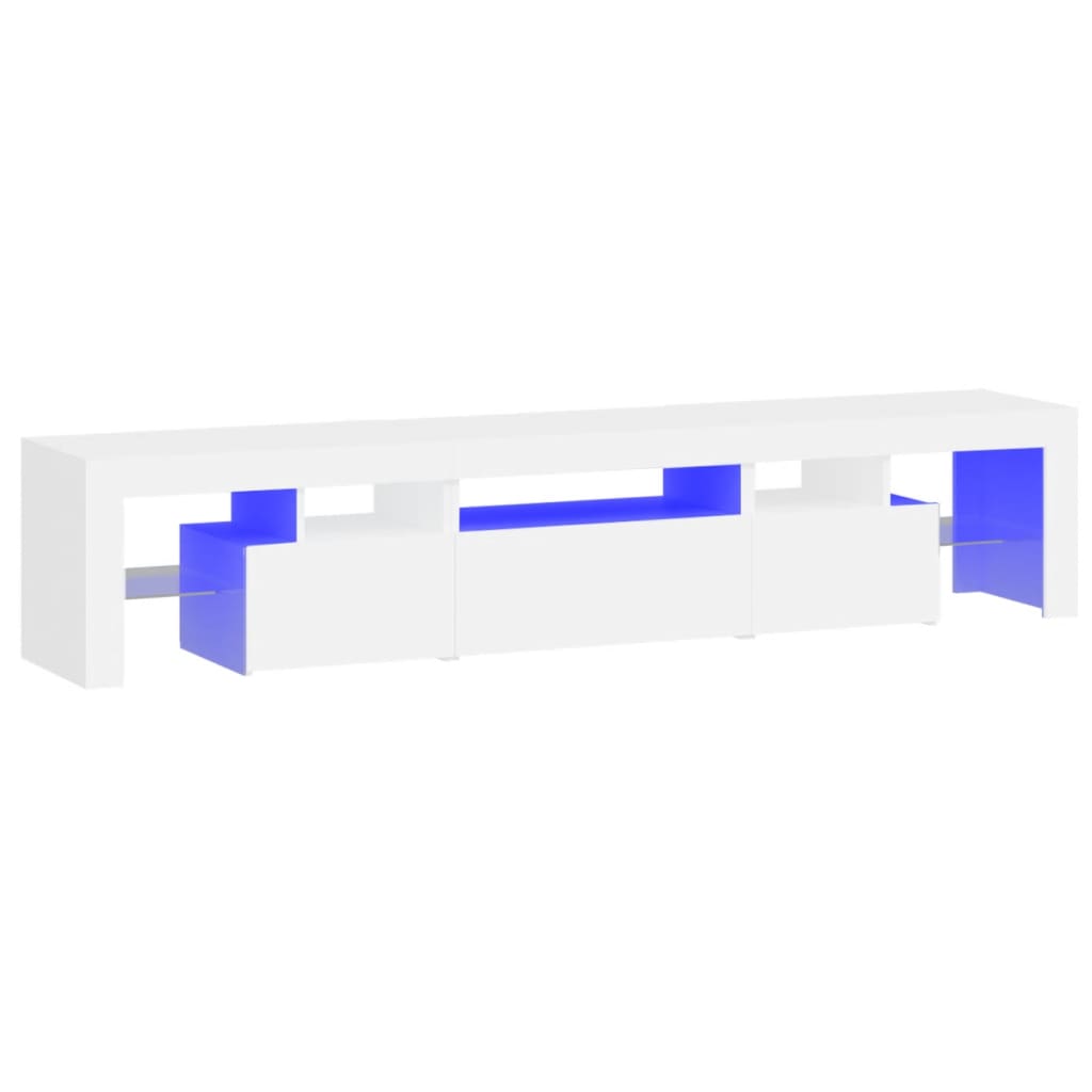 Tv-Benk Med Led-Lys Hvit 200X36,5X40 Cm