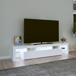 Tv-Benk Med Led-Lys Hvit 200X36,5X40 Cm