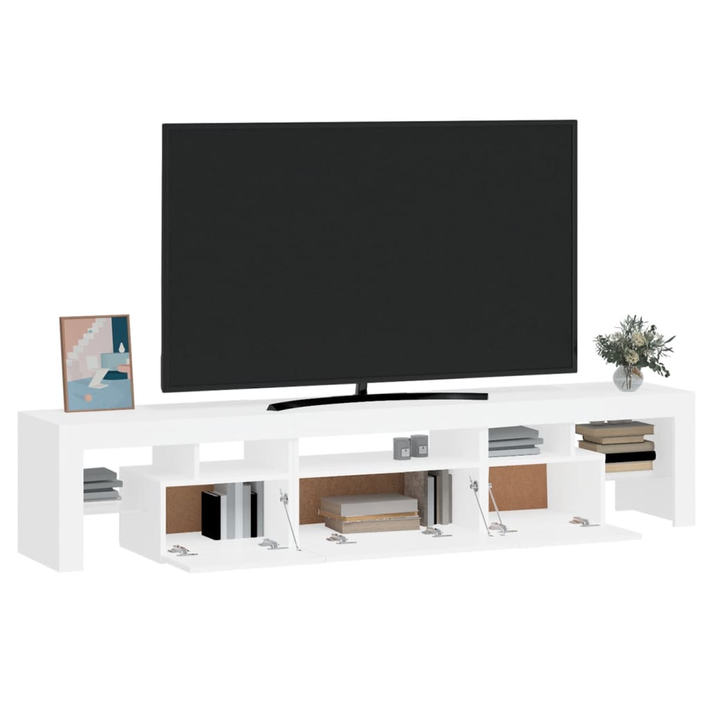 Tv-Benk Med Led-Lys Hvit 200X36,5X40 Cm