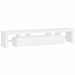 Tv-Benk Med Led-Lys Hvit 200X36,5X40 Cm