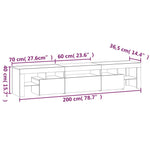Tv-Benk Med Led-Lys Svart 200 X 36,5 X 40 Cm