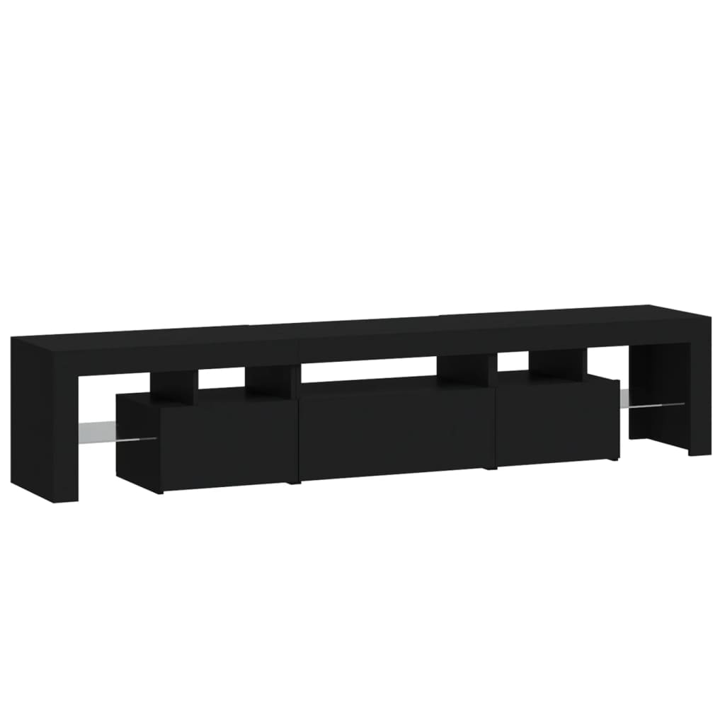 Tv-Benk Med Led-Lys Svart 200 X 36,5 X 40 Cm