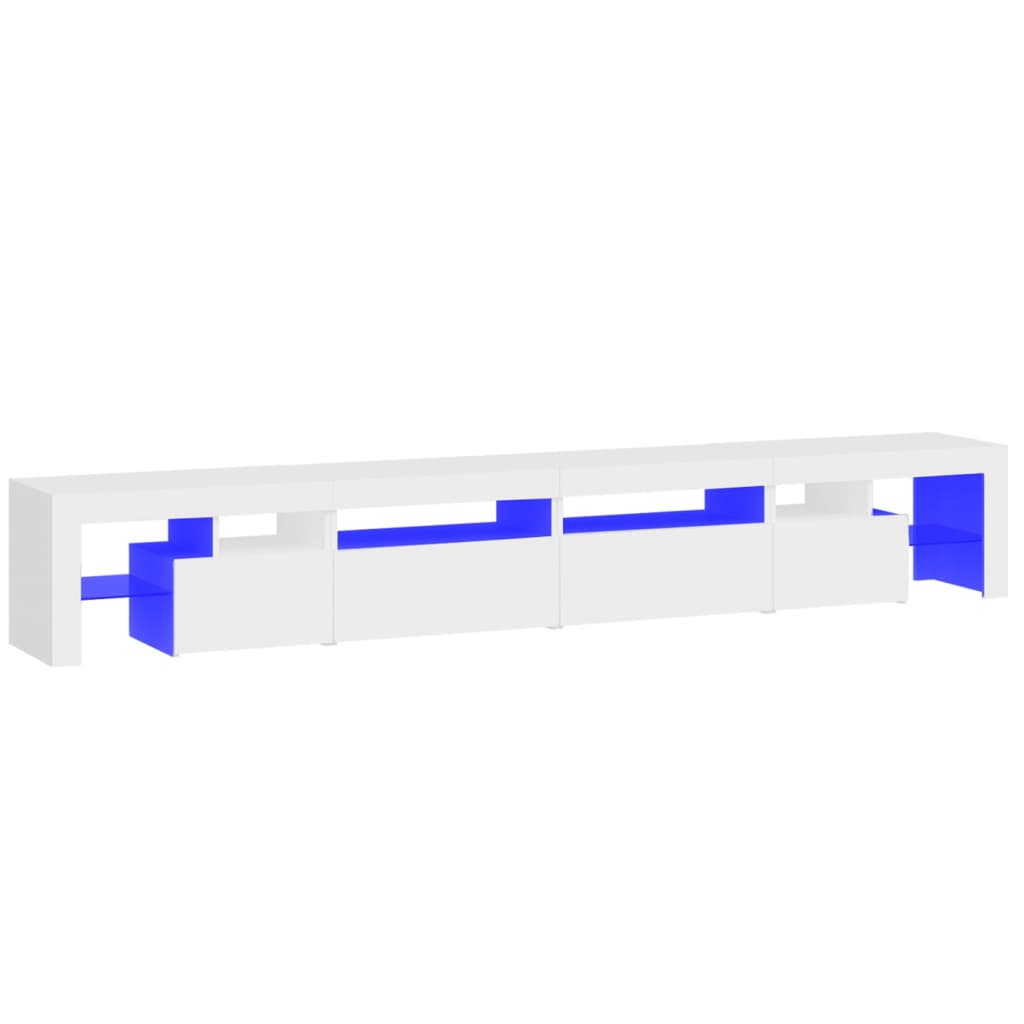 Tv-Benk Med Led-Lys Hvit 260X36,5X40 Cm