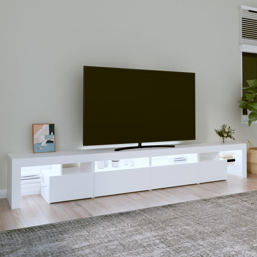 Tv-Benk Med Led-Lys Hvit 260X36,5X40 Cm