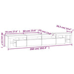 Tv-Benk Med Led-Lys Hvit 260X36,5X40 Cm