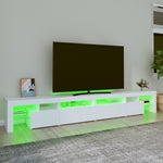 Tv-Benk Med Led-Lys Hvit 260X36,5X40 Cm