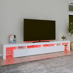 Tv-Benk Med Led-Lys Hvit 260X36,5X40 Cm