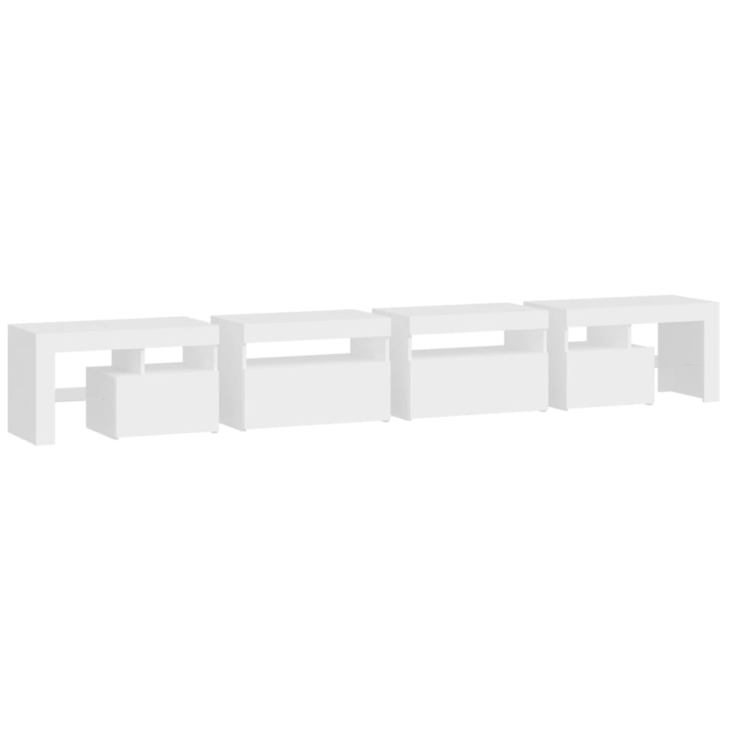 Tv-Benk Med Led-Lys Hvit 260X36,5X40 Cm