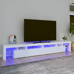 Tv-Benk Med Led-Lys Hvit 260X36,5X40 Cm