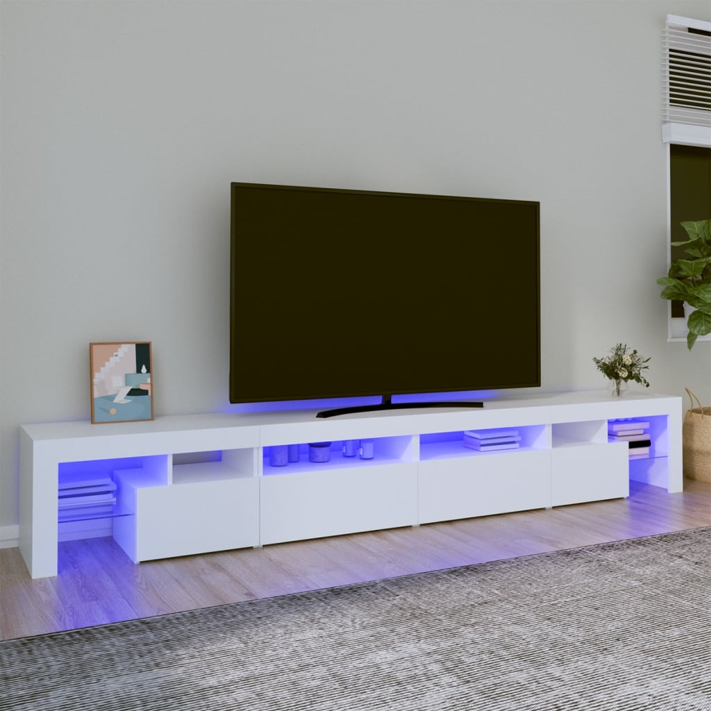 Tv-Benk Med Led-Lys Hvit 260X36,5X40 Cm