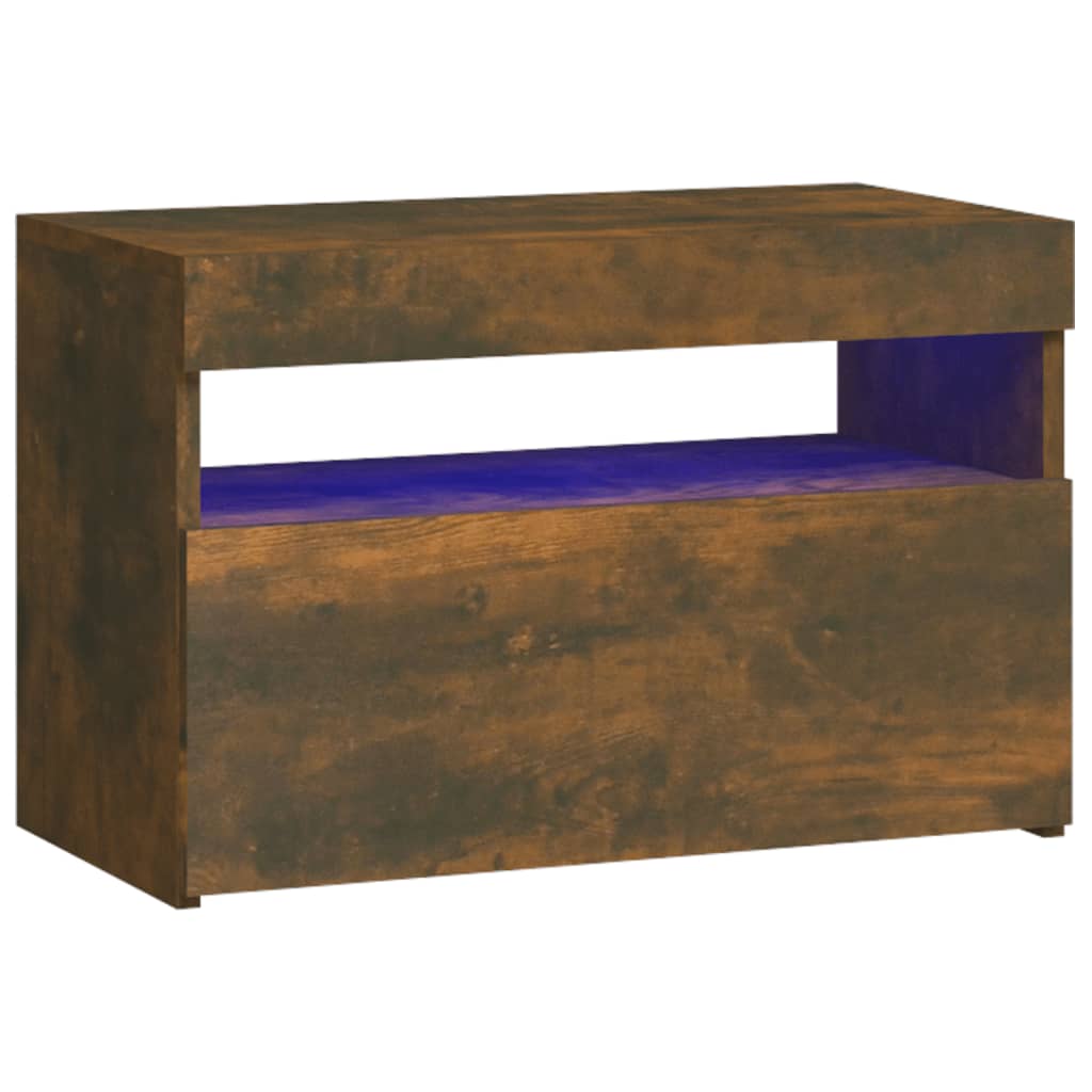 Nattbord Med Led Røkt Eik 60X35X40 Cm