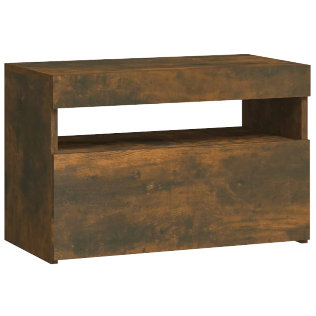 Nattbord Med Led Røkt Eik 60X35X40 Cm