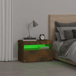 Nattbord Med Led Røkt Eik 60X35X40 Cm