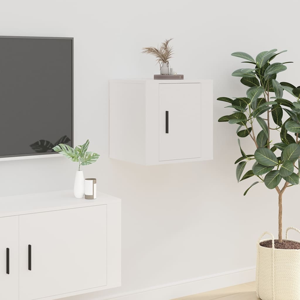 Vegghengt Tv-Benk Hvit 40X34,5X40 Cm