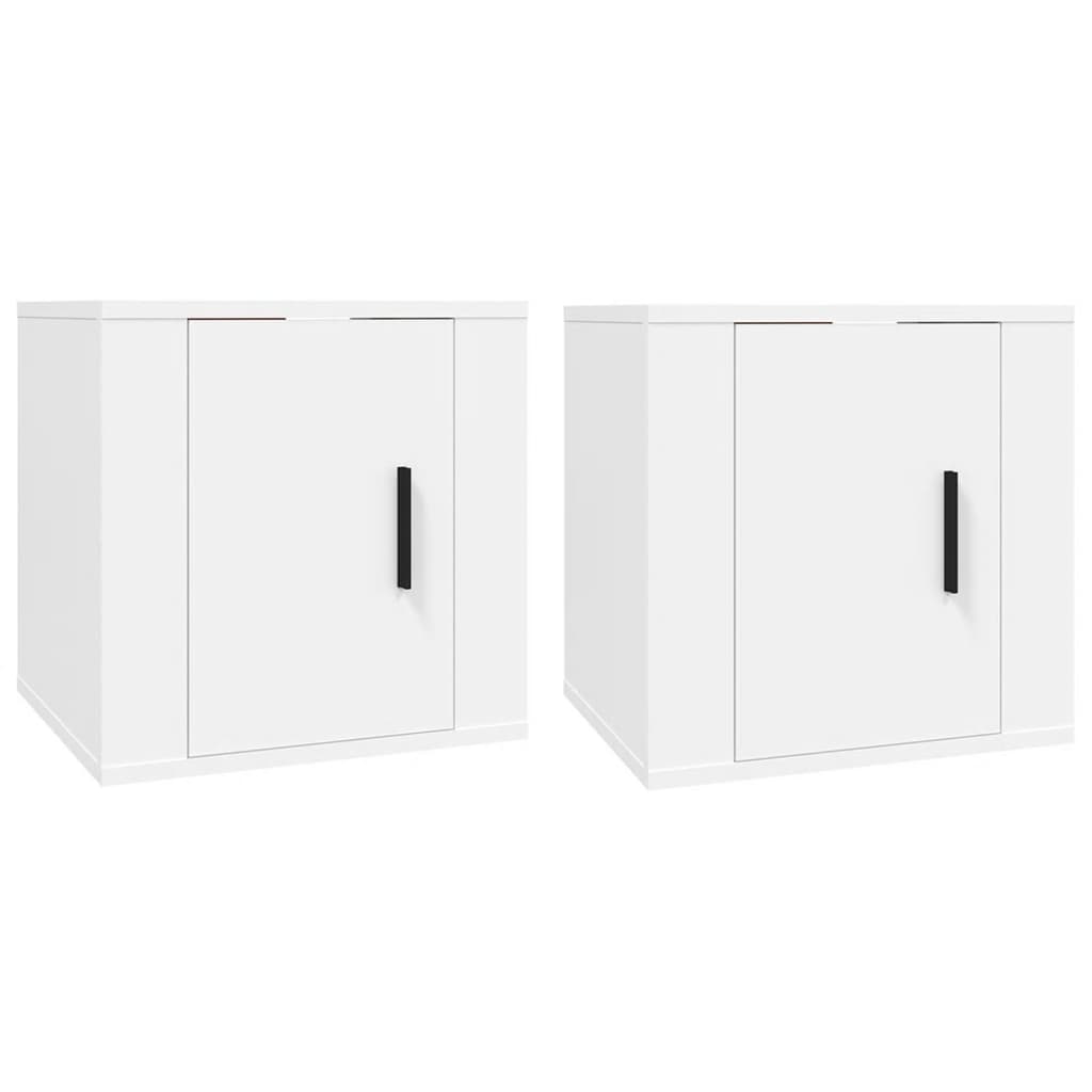 Vegghengte Tv-Benker 2 Stk Hvit 40X34,5X40 Cm