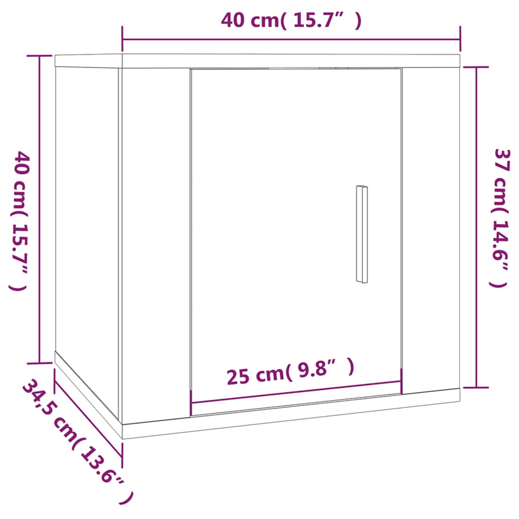 Vegghengte Tv-Benker 2 Stk Hvit 40X34,5X40 Cm