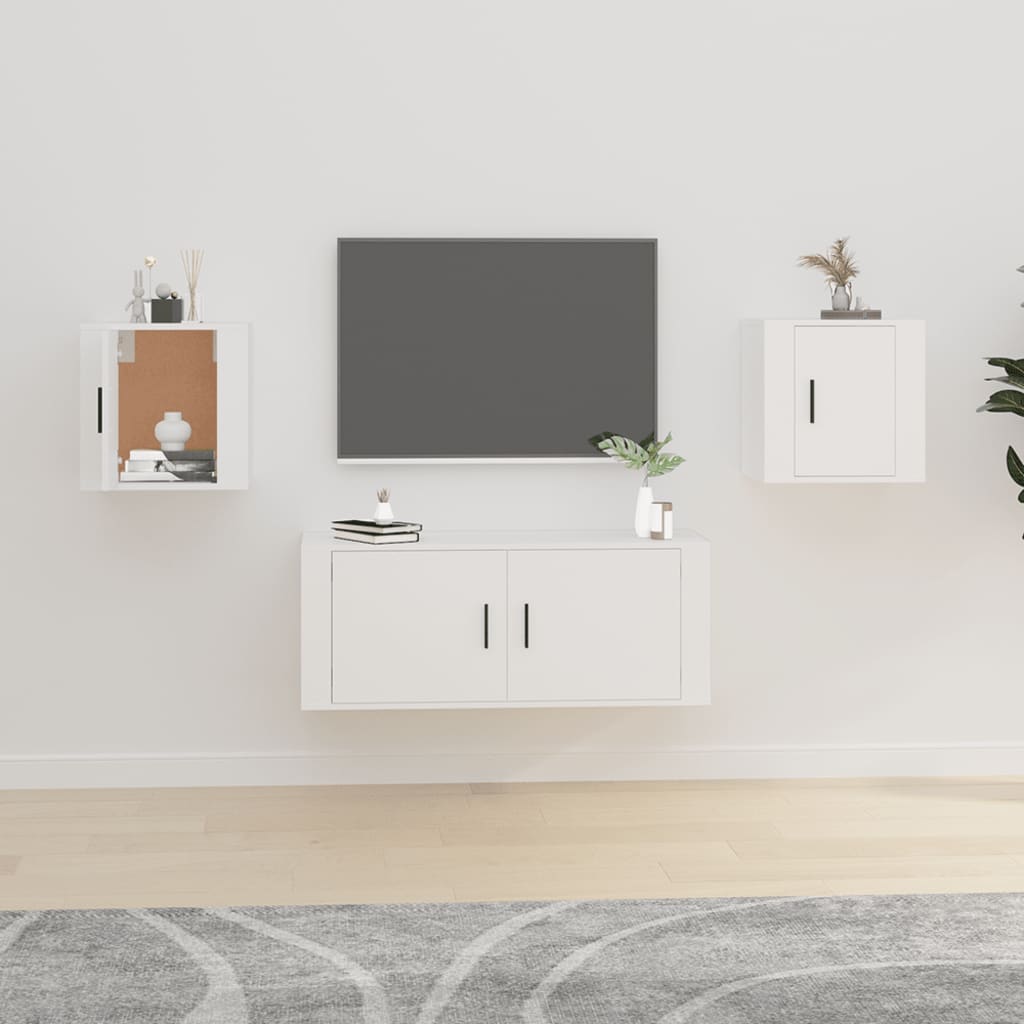Vegghengte Tv-Benker 2 Stk Hvit 40X34,5X40 Cm