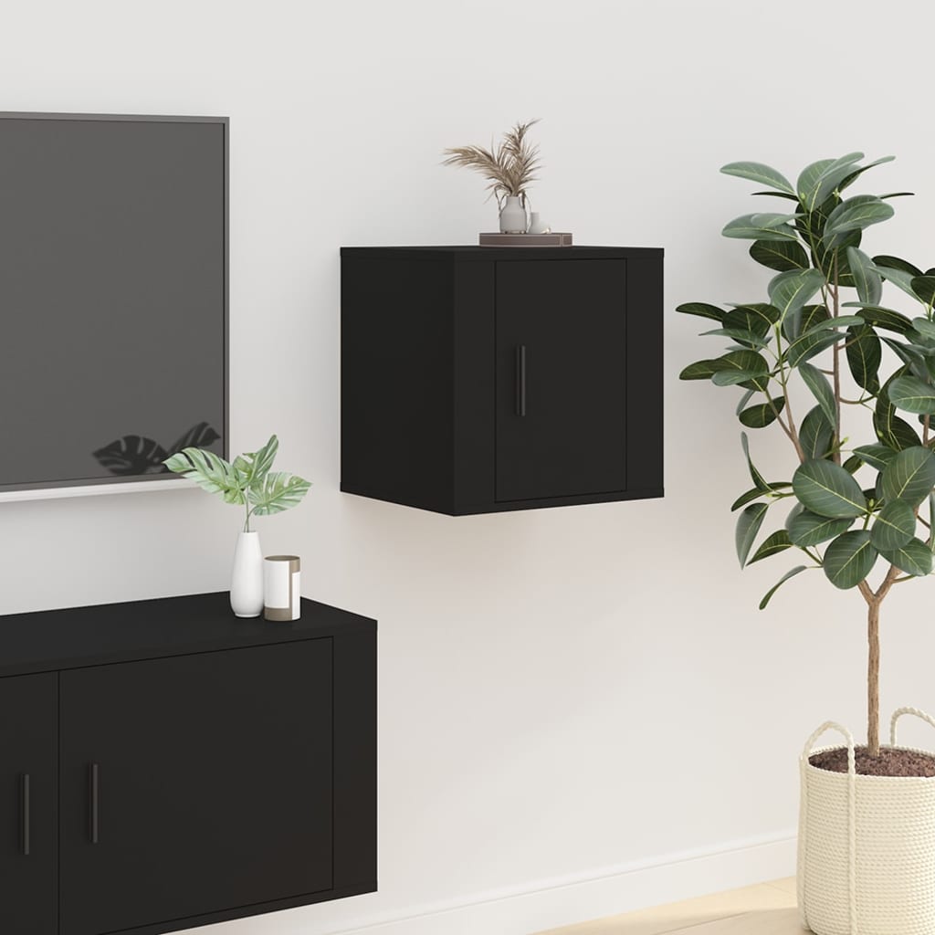 Vegghengte Tv-Benker 2 Stk Svart 40X34,5X40 Cm