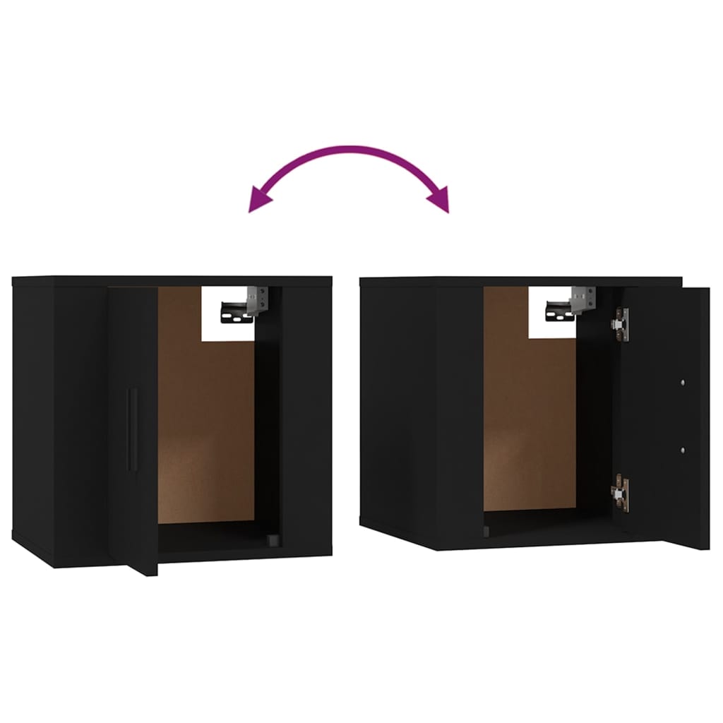 Vegghengte Tv-Benker 2 Stk Svart 40X34,5X40 Cm