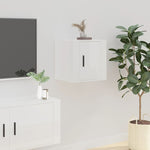 Vegghengt Tv-Benk Høyglans Hvit 40X34,5X40 Cm
