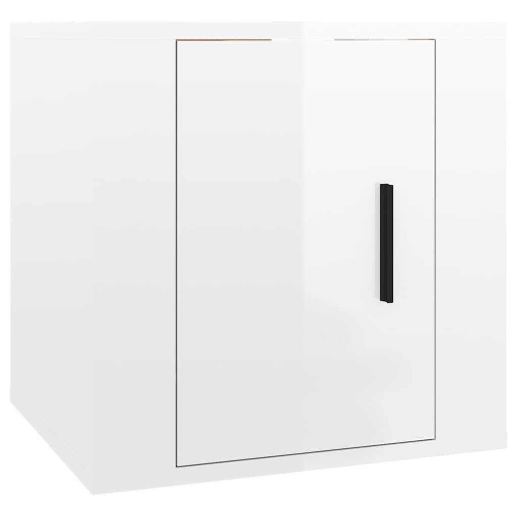 Vegghengte Tv-Benker 2 Stk Høyglans Hvit 40X34,5X40 Cm