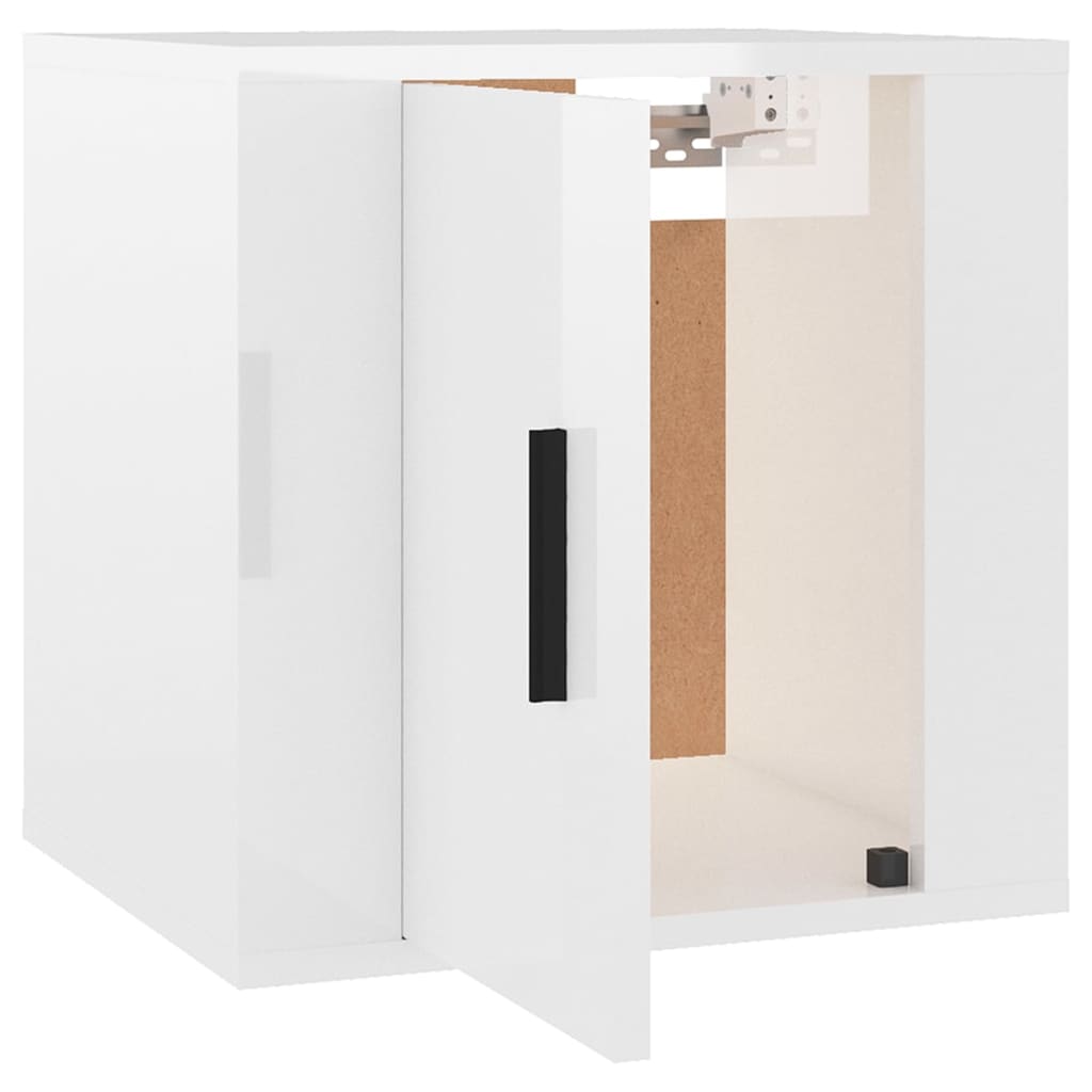 Vegghengte Tv-Benker 2 Stk Høyglans Hvit 40X34,5X40 Cm