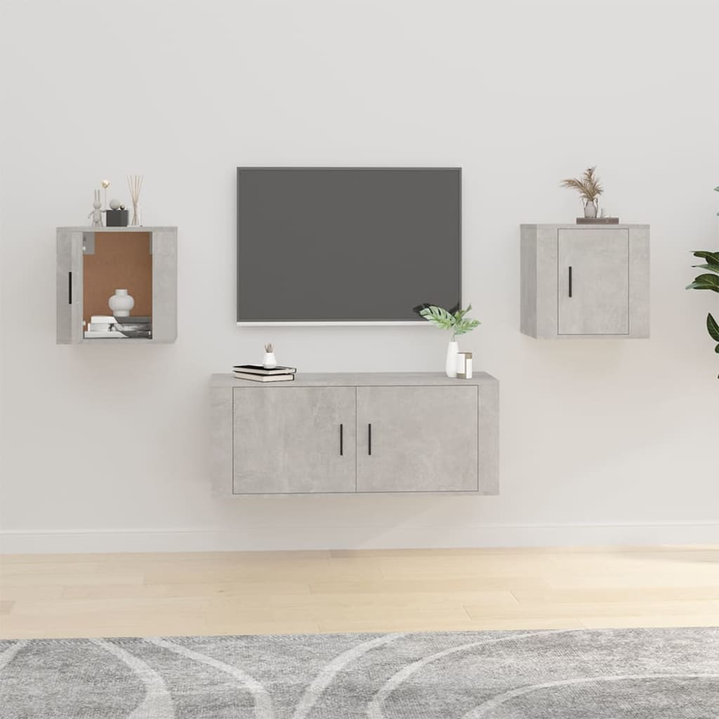 Vegghengte Tv-Benker 2 Stk Betonggrå 40X34,5X40 Cm