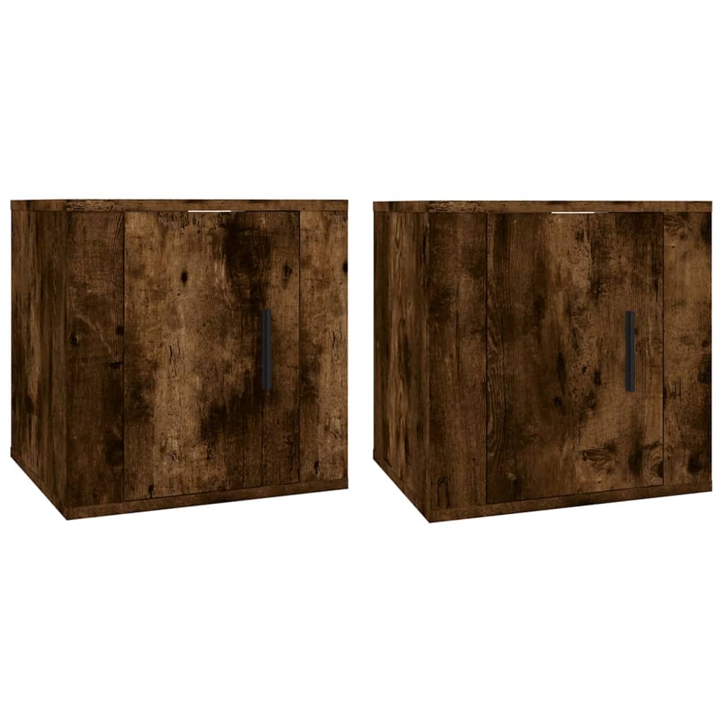 Vegghengte Tv-Benker 2 Stk Røkt Eik 40X34,5X40 Cm