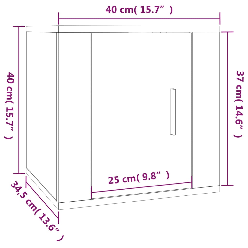 Vegghengt Tv-Benk Brun Eik 40X34,5X40 Cm