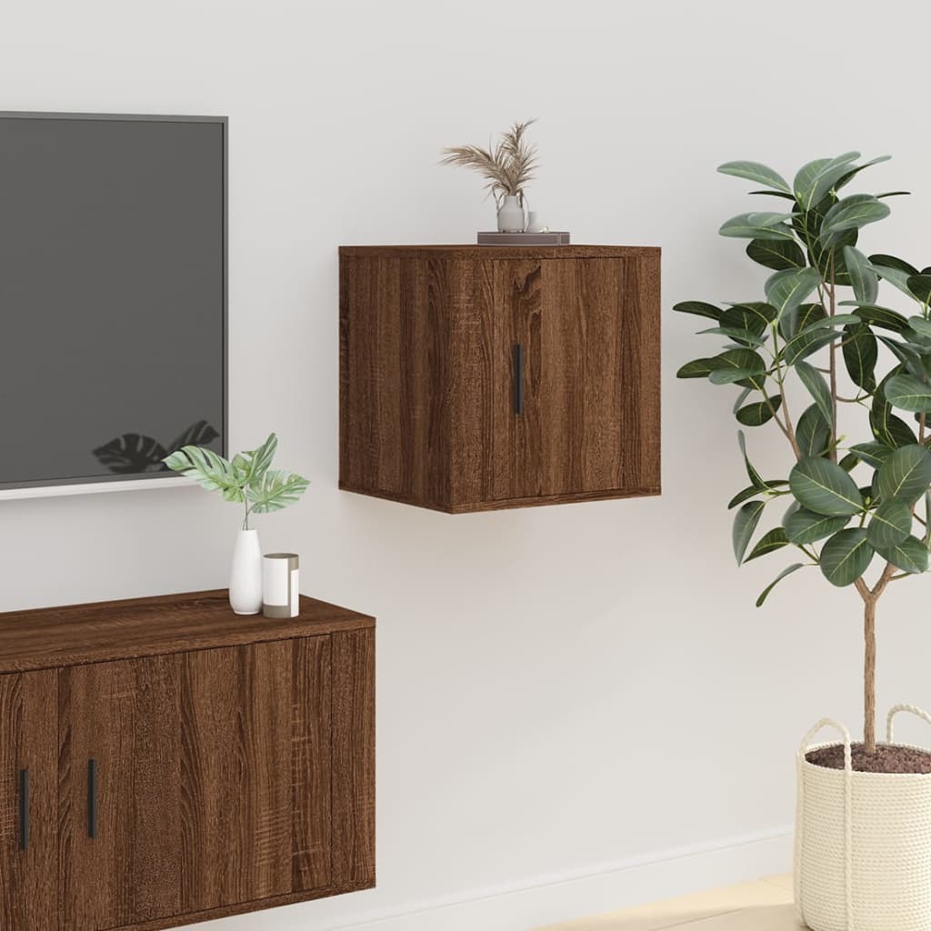 Vegghengt Tv-Benk Brun Eik 40X34,5X40 Cm