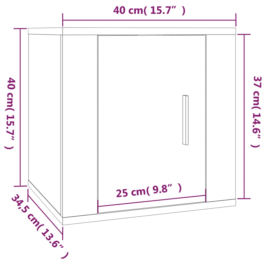 Vegghengte Tv-Benker 2 Stk Brun Eik 40X34,5X40 Cm