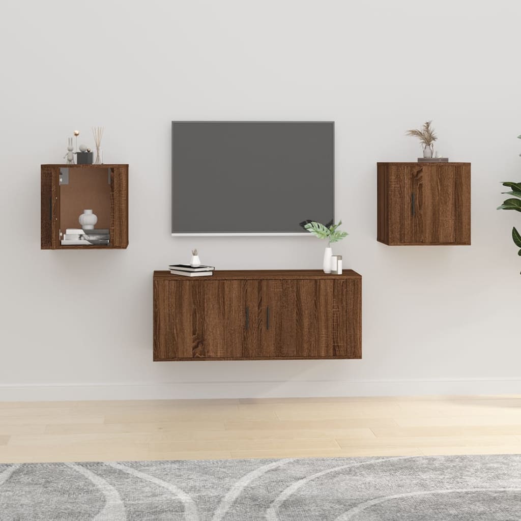 Vegghengte Tv-Benker 2 Stk Brun Eik 40X34,5X40 Cm