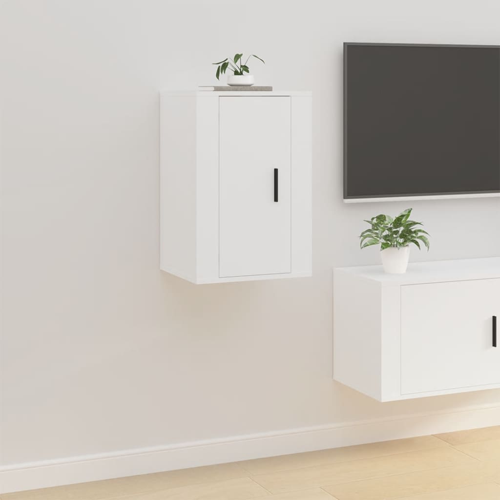 Vegghengte Tv-Benker 2 Stk Hvit 40X34,5X60 Cm