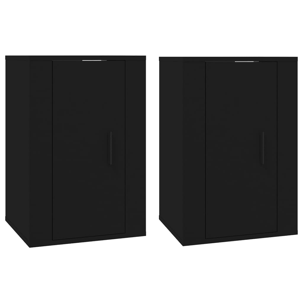 Vegghengte Tv-Benker 2 Stk Svart 40X34,5X60 Cm
