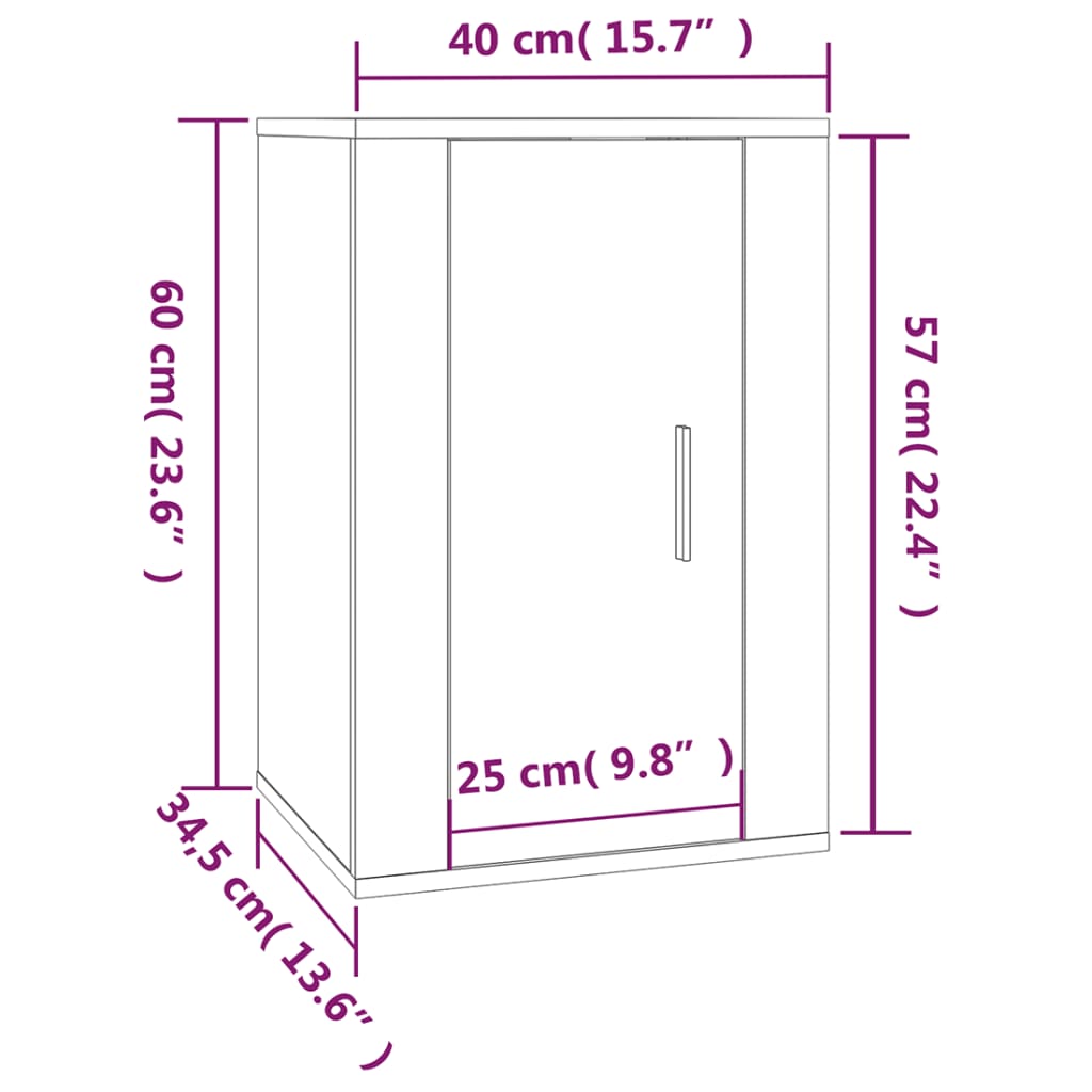 Vegghengte Tv-Benker 2 Stk Svart 40X34,5X60 Cm