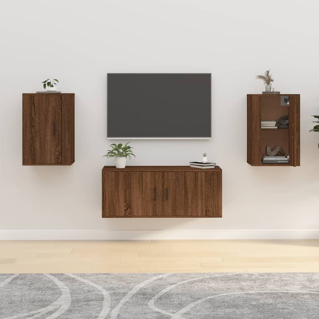Vegghengte Tv-Benker 2 Stk Brun Eik 40X34,5X60 Cm