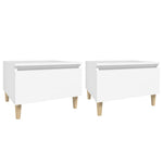 Sidebord 2 Stk Hvit 50X46X35 Cm Konstruert Tre