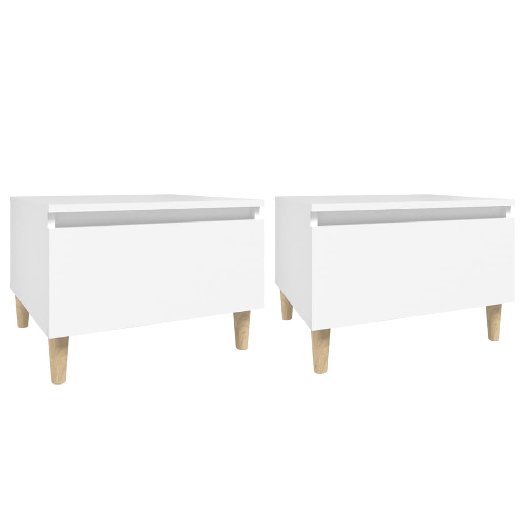 Sidebord 2 Stk Hvit 50X46X35 Cm Konstruert Tre