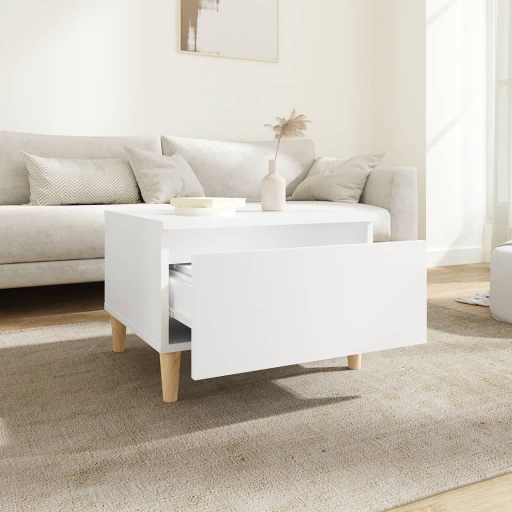 Sidebord 2 Stk Hvit 50X46X35 Cm Konstruert Tre