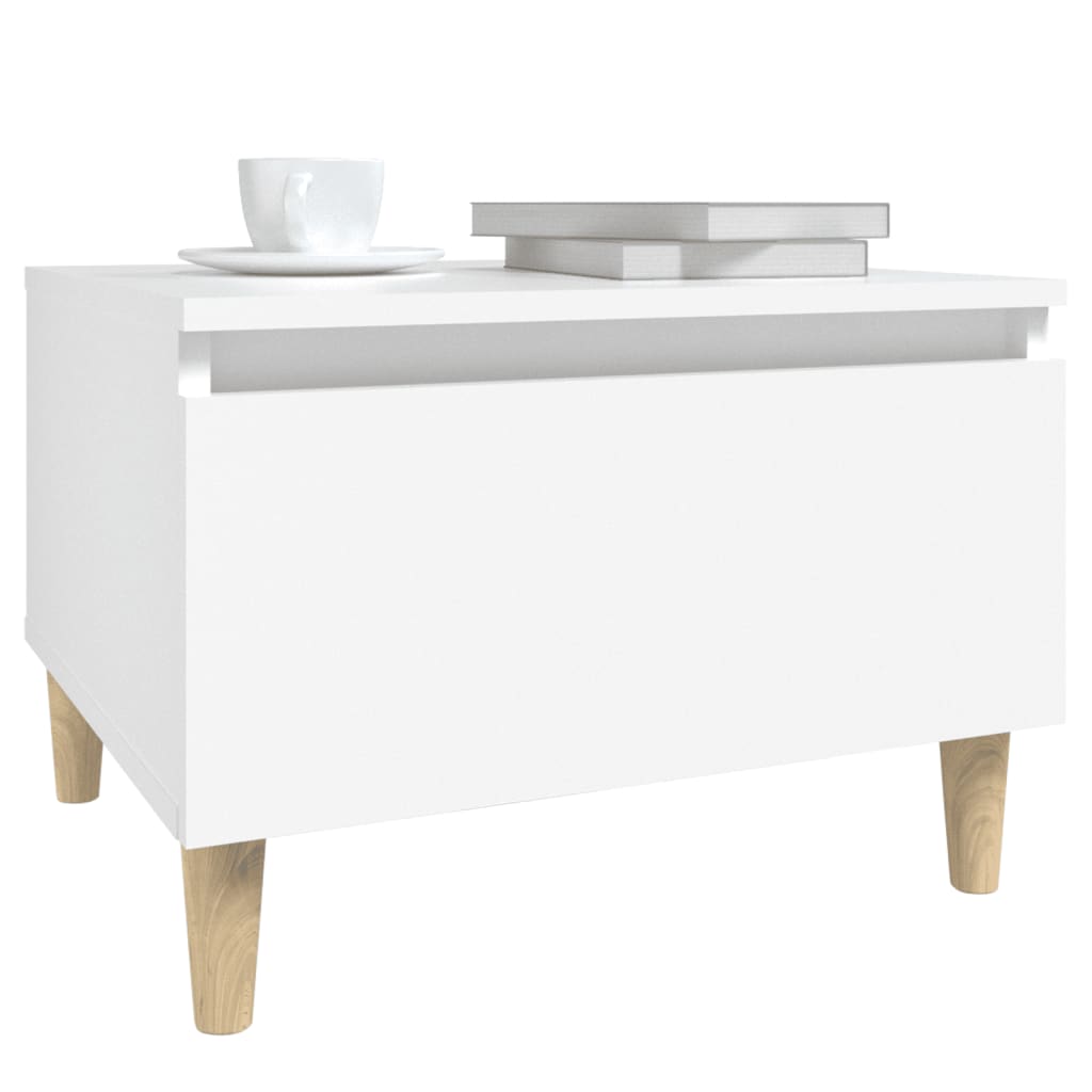 Sidebord 2 Stk Hvit 50X46X35 Cm Konstruert Tre